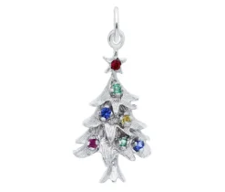 PENDENTIF SAPIN DE NOEL SERTI DE CUBIQUES ZIRCONIAS MULTICOLORES