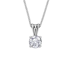 PENDENTIF STYLE SOLITAIRE EN OR 14K BLANC SERTI DpiUN DIAMANT CANADIEN