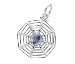 PENDENTIF TOILE ET ARAIGNÉE EN ARGENT SERTI DpiUN CUBIQUE ZIRCONIA BLEU
