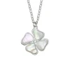 PENDENTIF TRÈFLE EN ARGENT RHODIÉ SERTI DE NACRE DE PERLE ET DpiUN CUBIQUE ZIRCONIA