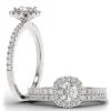 ÉTINCELANTE BAGUE EN OR 14K BLANC SERTIE DpiUN DIAMANT DE LABORATOIRE ET DE DIAMANTS