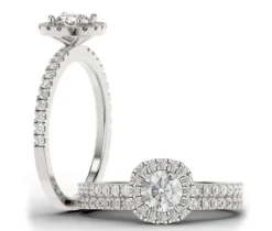 ÉTINCELANTE BAGUE EN OR 14K BLANC SERTIE DpiUN DIAMANT DE LABORATOIRE ET DE DIAMANTS