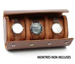 ÉTUI DE VOYAGE POUR 3 MONTRES EN CUIR